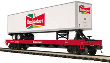 Load image into Gallery viewer, MTH 20-98678 BUDWEISER Beer Flat Car w/ 48' Trailer Train Anheuser-Busch Sealed C-10