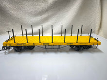 Load image into Gallery viewer, Bachmann 95615 Baltimore & Ohio Flat Car w/ stakes 1525 B&O G gauge Yellow C-8