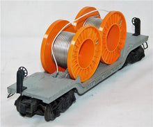Load image into Gallery viewer, Lionel 6561 ODD MISSTAMP Depressed Center Flat car w/ Cable Reels Orange O Postwar