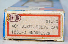 Load image into Gallery viewer, Concor 1051-G Budweiser 40' Steel Reefer Metal Whls Boxed GATX 5412 N scale