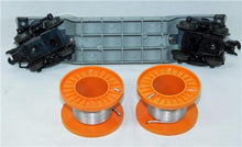 Load image into Gallery viewer, Lionel 6561 ODD MISSTAMP Depressed Center Flat car w/ Cable Reels Orange O Postwar