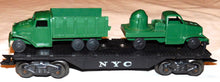 Load image into Gallery viewer, Marx New York Central Flat w/ Military Trucks Load Army NYC 8 wheel O gauge 3r