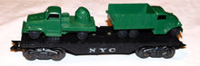 Load image into Gallery viewer, Marx New York Central Flat w/ Military Trucks Load Army NYC 8 wheel O gauge 3r