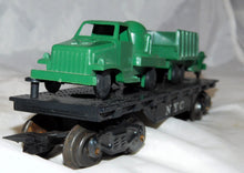 Load image into Gallery viewer, Marx New York Central Flat w/ Military Trucks Load Army NYC 8 wheel O gauge 3r