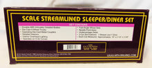 Load image into Gallery viewer, MTH 20-6648 Amtrak 2 Car Set 70' Aluminum Passenger Streamliner Sleeper Diner O Premier 1/48