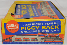 Load image into Gallery viewer, American Flyer 23830 Piggyback Unloader w/ Monon Flat+trailers CLEAN BOXED