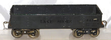 Load image into Gallery viewer, Lionel 112 LAKE SHORE Gondola Standard Gauge Gray 65784 Green rim 20s Prewar