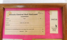 Load image into Gallery viewer, Illinois Central Railroad Framed Memoribilia 6 Items 8 x 10 Wall Hanging Train