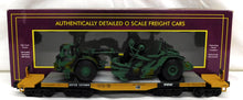 Load image into Gallery viewer, MTH 20-98379 U.S. Army Premier 47' TTX HeavyDuty FlatCar w/Military Scraper 1/48