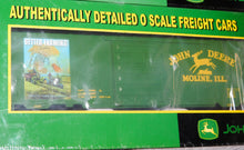 Load image into Gallery viewer, MTH 20-90130 John Deere tractors 40' Boxcar Three Pack 1/48 scale Premier O SEALED C-10