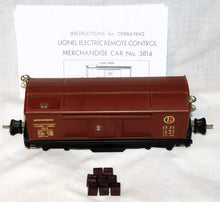 Load image into Gallery viewer, Lionel 3814 Operating Merchandise Boxcar COLOR DECAL version CLEAN Prewar O tuscan