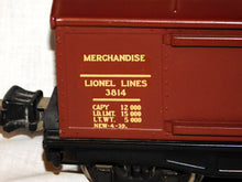 Load image into Gallery viewer, Lionel 3814 Operating Merchandise Boxcar COLOR DECAL version CLEAN Prewar O tuscan