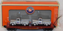 Load image into Gallery viewer, Lionel 6-17571 Union Pacific Flat Car w/ 2 Union Pacific 1953 Ford F-100 Trucks 1/48 Standard O