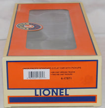 Load image into Gallery viewer, Lionel 6-17571 Union Pacific Flat Car w/ 2 Union Pacific 1953 Ford F-100 Trucks 1/48 Standard O
