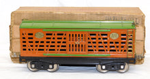 Load image into Gallery viewer, Lionel 213 BOXED Prewar Standard gauge Cattle Car Terra Cotta Green CLEAN!