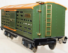 Load image into Gallery viewer, Prewar Lionel 513 Standard gauge Cattle Car GREEN / orange NICE REPAINT 1927-38