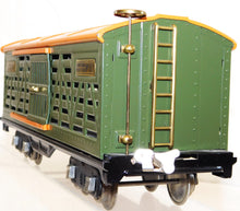 Load image into Gallery viewer, Prewar Lionel 513 Standard gauge Cattle Car GREEN / orange NICE REPAINT 1927-38
