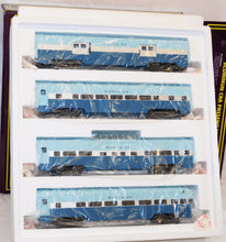 Load image into Gallery viewer, MTH 20-6018 Santa Fe Blue Goose 4-Car 60' Streamlined Passenger Set 15" Aluminum