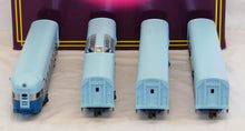 Load image into Gallery viewer, MTH 20-6018 Santa Fe Blue Goose 4-Car 60' Streamlined Passenger Set 15" Aluminum