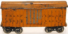 Load image into Gallery viewer, Prewar Lionel Manufacturing #114 Standard gauge MFG Co CM&SP boxcar Orange 54087