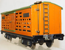 Load image into Gallery viewer, Lionel 513 Standard gauge Cattle Car Orange Green Very Nice Clean 1927-38 Prewar