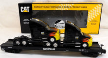 Load image into Gallery viewer, MTH 20-98530 Caterpillar Premier Flat Car w/ (2) COOL CAT Haulers 1/48 O #200662