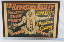 Load image into Gallery viewer, Ringling Brothers Barnum & Bailey Circus CLOWNS 1000 Skits framed 27x 19.25" old