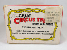 Load image into Gallery viewer, Walthers 1967A 1st rel. 52 & 57 HO Great American Circus Train two Flat Car Kits 1/87