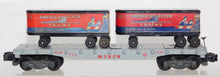 Load image into Gallery viewer, American Flyer 956 Monon FlatCar W/ 2 Gilbert Hall of Science Trailers Piggyback