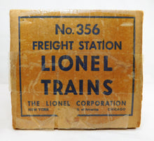 Load image into Gallery viewer, Lionel 356 Operating Freight Station w/ red & green carts boxed and complete