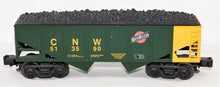 Load image into Gallery viewer, Industrial Rail O GAUGE 3 rail Northwestern CNW 513590 Hopper run w/any 3 rail O w/ coal load