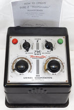 Load image into Gallery viewer, Lionel Type Z transformer 250 watts 4controls TrainMaster 1938-47 goodCord Std/O + instructions