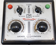 Load image into Gallery viewer, Lionel Type Z transformer 250 watts 4controls TrainMaster 1938-47 goodCord Std/O + instructions