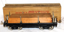 Load image into Gallery viewer, LIONEL 211 flat car black w/orignl lumber load Standard Gauge CLEAN 1931 BOXED