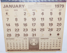Load image into Gallery viewer, Santa Fe Railroad 1979 Wall Calendar Claudine Morrow Train station ATSF Original