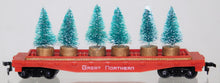 Load image into Gallery viewer, Custom HO Scale Christmas Tree flat car Great Northern Holiday transport Tyco C7