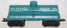 Load image into Gallery viewer, Marx Turquoise Allstate Motor Oil Single dome Tank Car 9553 Type F trucks 1959 Sears