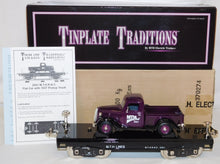 Load image into Gallery viewer, MTH 10-1163 200 Series Flat Car w/ Purple Pick Up Truck Tinplate Traditions Standard Gauge