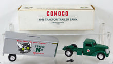 Load image into Gallery viewer, Ertl Conoco 1948 Tractor Trailer Bank Ltd Ed 1992 w/key Die cast Truck #6 #7573