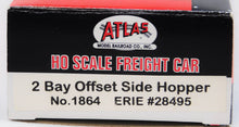 Load image into Gallery viewer, Atlas 1864 Black 2 Bay Offset Side Hopper Erie #28495 HO Scale Boxed Used C-7