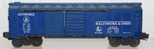 Load image into Gallery viewer, Lionel 6468 Baltimore & Ohio Auto DD BoxCar boxed dk blue w/ BOX B&O 50s Postwar