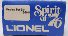 Load image into Gallery viewer, Lionel 6-7607 State of Maryland Box Car Spirit of 76 Bicentennial colony 1976