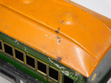 Load image into Gallery viewer, Marx Joy Line #357 Passenger Coach Green w/ orange roof 6" tinplate 1932-34 Prew