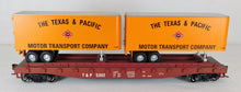 Load image into Gallery viewer, Athearn 92384 HO Scale 50' Texas and Pacific Flatcar w/ 2 trailers T&P 5329 1/87