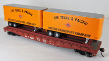 Load image into Gallery viewer, Athearn 92384 HO Scale 50' Texas and Pacific Flatcar w/ 2 trailers T&P 5329 1/87