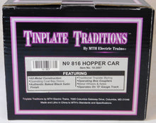 Load image into Gallery viewer, MTH 10-3007 Tinplate Traditions Black w/Nickel Trim 816 O Gauge Hopper Operating hatches