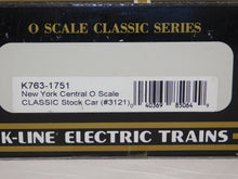 Load image into Gallery viewer, K-Line K763-1751 New York Central Stock Car NYC NISX 3121 1/48 O Scale Jade gree