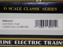 Load image into Gallery viewer, K-Line K763-2111 Union Pacific Stock Car UP #48199D 1/48 O Scale Brown/Silver