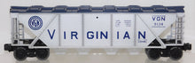 Load image into Gallery viewer, Lionel 9134 Virginian covered Quad Hopper Silver w/ blue print w/ Hatches 4 bay