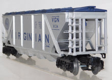 Load image into Gallery viewer, Lionel 9134 Virginian covered Quad Hopper Silver w/ blue print w/ Hatches 4 bay